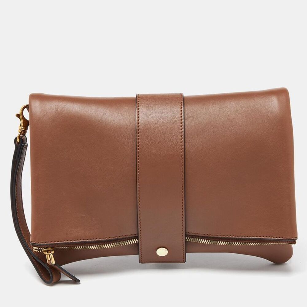 Marni Brown Leather Bifold Wristlet Clutch